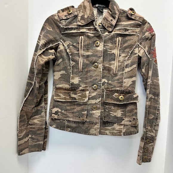 Passport Women's Distressed Embroidered Military Replica Jacket Size Small - Picture 1 of 13